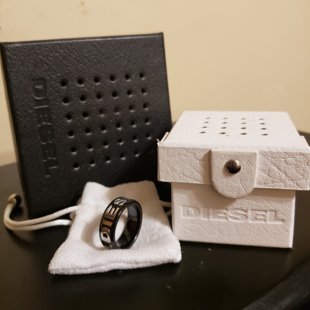 DIESEL Black Stainless Steel Logo Band